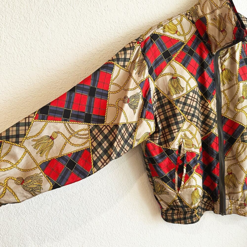VTG Stunt Sports Silk Bomber Jacket (Small P) Equestrian Print Old Money Preppy - Picture 3 of 12